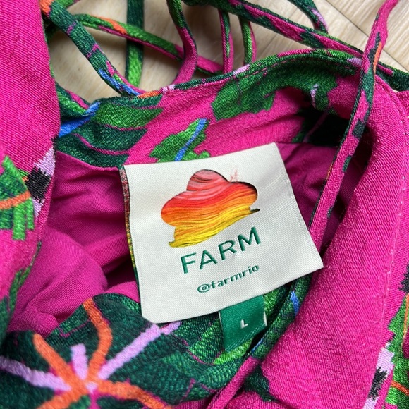 FARM Rio Leaves Asymmetric Midi Dress, SIZE LARGE 0762 - Picture 6 of 8